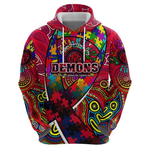 Autism Awareness Australia Melbourne Demons Zip Hoodie Aboriginal Indigenous Art
