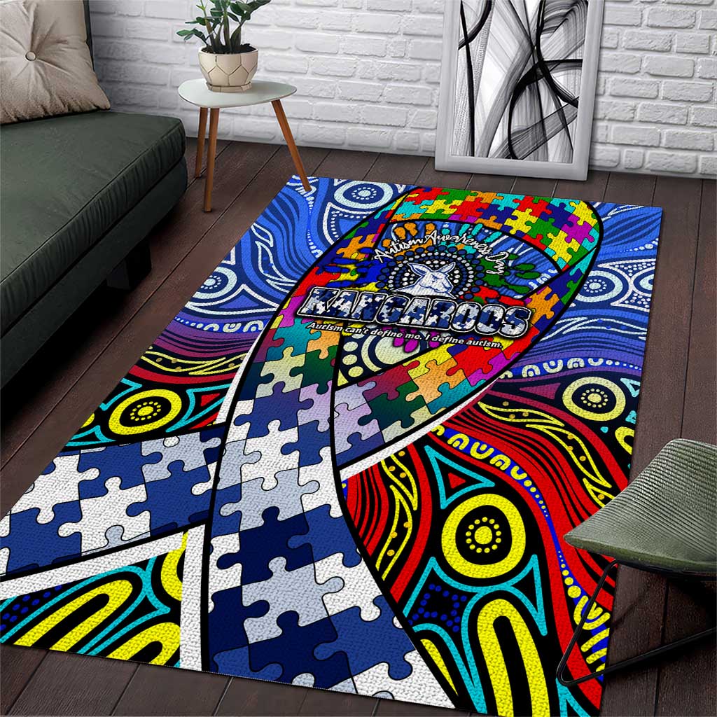 Autism Awareness Australia North Melbourne Kangaroos Area Rug Aboriginal Indigenous Art