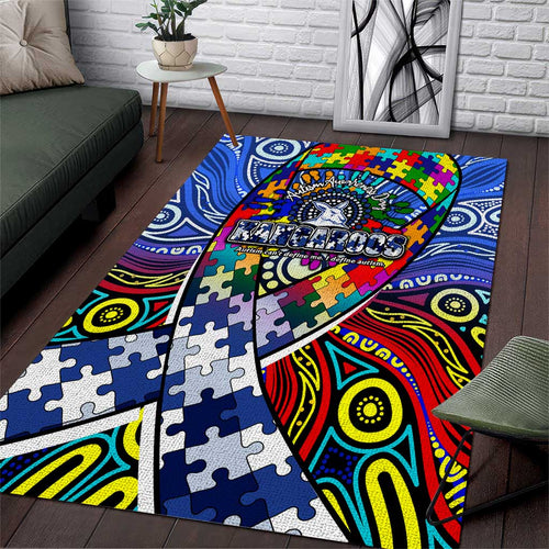 Autism Awareness Australia North Melbourne Kangaroos Area Rug Aboriginal Indigenous Art