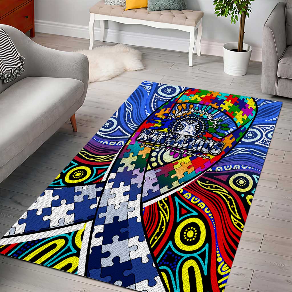 Autism Awareness Australia North Melbourne Kangaroos Area Rug Aboriginal Indigenous Art