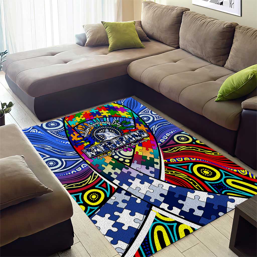 Autism Awareness Australia North Melbourne Kangaroos Area Rug Aboriginal Indigenous Art