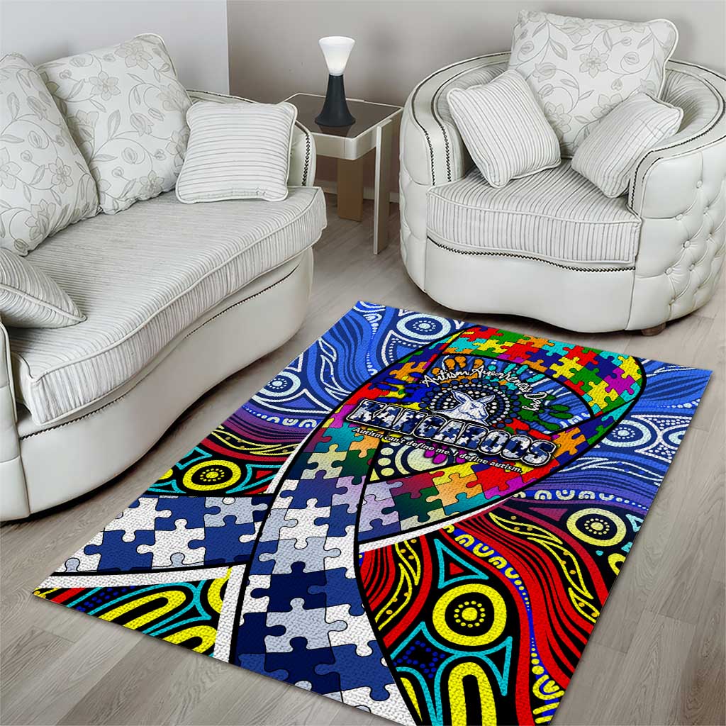 Autism Awareness Australia North Melbourne Kangaroos Area Rug Aboriginal Indigenous Art