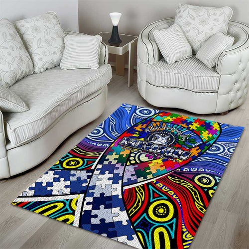 Autism Awareness Australia North Melbourne Kangaroos Area Rug Aboriginal Indigenous Art