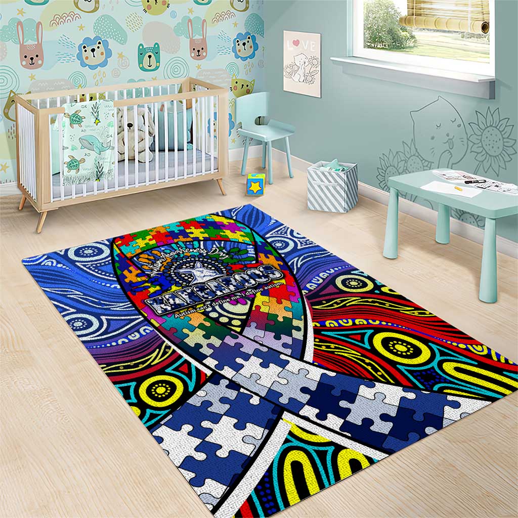 Autism Awareness Australia North Melbourne Kangaroos Area Rug Aboriginal Indigenous Art