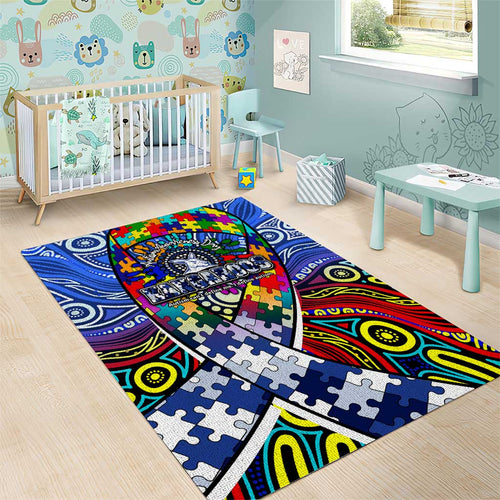 Autism Awareness Australia North Melbourne Kangaroos Area Rug Aboriginal Indigenous Art