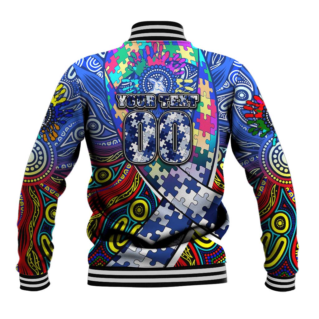 Autism Awareness Australia North Melbourne Kangaroos Baseball Jacket Aboriginal Indigenous Art