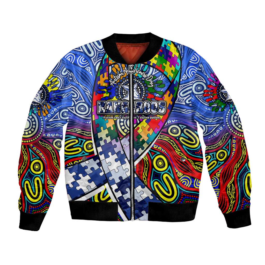 Autism Awareness Australia North Melbourne Kangaroos Bomber Jacket Aboriginal Indigenous Art