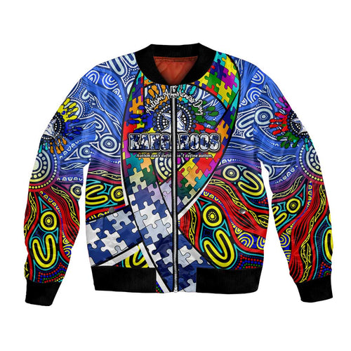 Autism Awareness Australia North Melbourne Kangaroos Bomber Jacket Aboriginal Indigenous Art