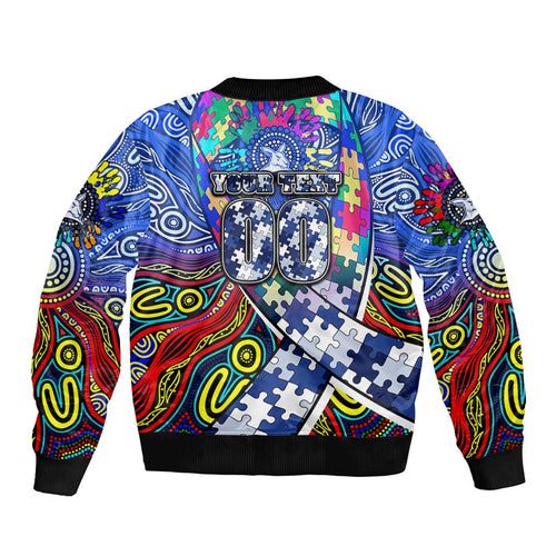 Autism Awareness Australia North Melbourne Kangaroos Bomber Jacket Aboriginal Indigenous Art