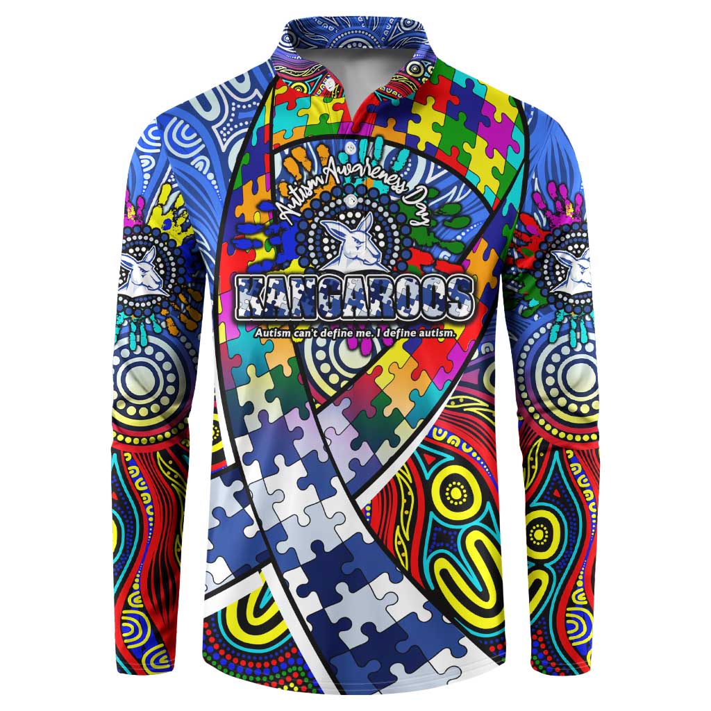 Autism Awareness Australia North Melbourne Kangaroos Button Sweatshirt Aboriginal Indigenous Art