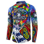Autism Awareness Australia North Melbourne Kangaroos Button Sweatshirt Aboriginal Indigenous Art