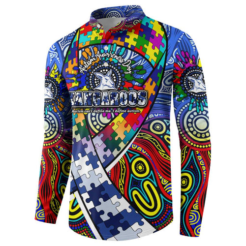 Autism Awareness Australia North Melbourne Kangaroos Button Sweatshirt Aboriginal Indigenous Art