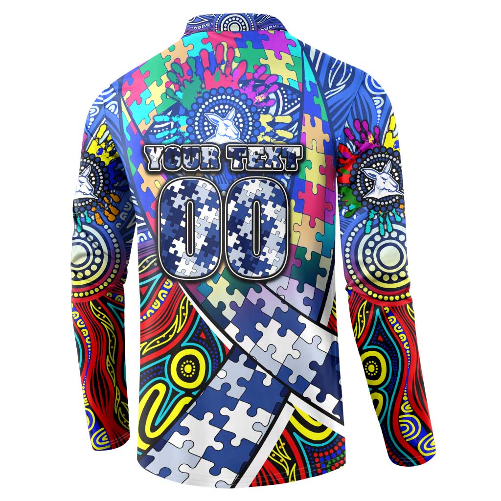 Autism Awareness Australia North Melbourne Kangaroos Button Sweatshirt Aboriginal Indigenous Art