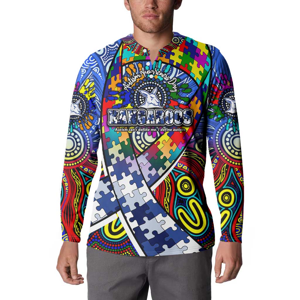 Autism Awareness Australia North Melbourne Kangaroos Button Sweatshirt Aboriginal Indigenous Art