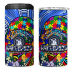 Autism Awareness Australia North Melbourne Kangaroos 4 in 1 Can Cooler Tumbler Aboriginal Indigenous Art