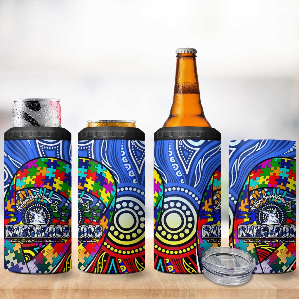Autism Awareness Australia North Melbourne Kangaroos 4 in 1 Can Cooler Tumbler Aboriginal Indigenous Art