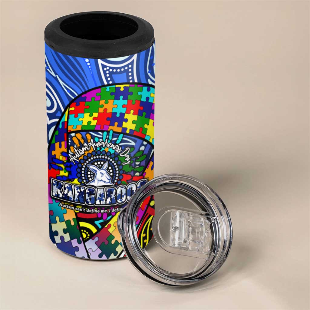Autism Awareness Australia North Melbourne Kangaroos 4 in 1 Can Cooler Tumbler Aboriginal Indigenous Art
