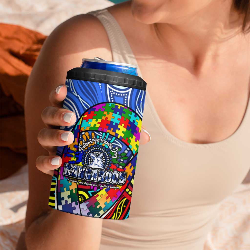 Autism Awareness Australia North Melbourne Kangaroos 4 in 1 Can Cooler Tumbler Aboriginal Indigenous Art