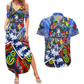 Autism Awareness Australia North Melbourne Kangaroos Couples Matching Summer Maxi Dress and Hawaiian Shirt Aboriginal Indigenous Art