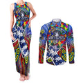 Autism Awareness Australia North Melbourne Kangaroos Couples Matching Tank Maxi Dress and Long Sleeve Button Shirt Aboriginal Indigenous Art