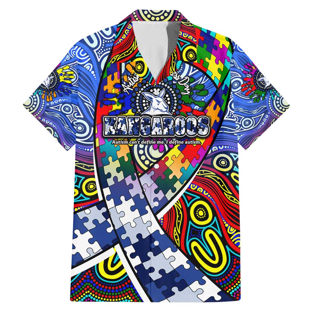 Autism Awareness Australia North Melbourne Kangaroos Family Matching Mermaid Dress and Hawaiian Shirt Aboriginal Indigenous Art