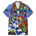 Autism Awareness Australia North Melbourne Kangaroos Family Matching Mermaid Dress and Hawaiian Shirt Aboriginal Indigenous Art