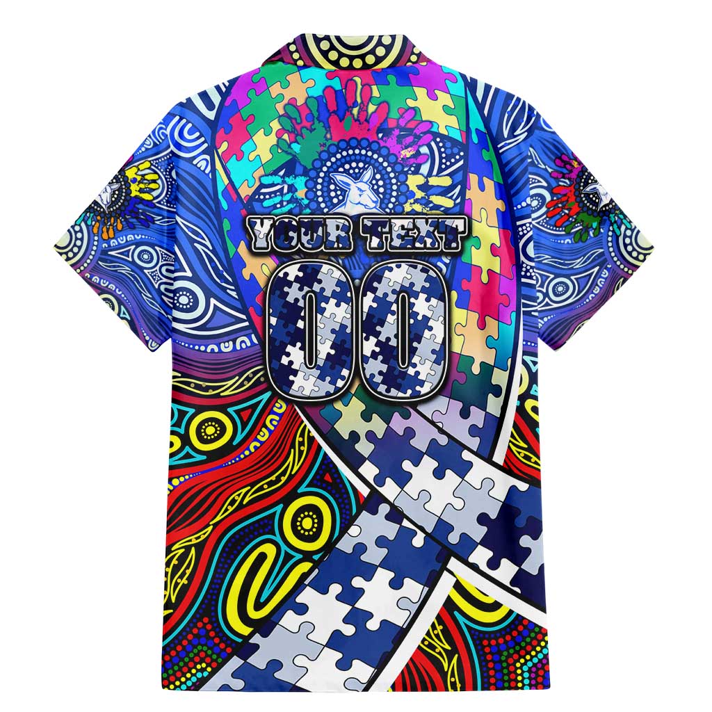 Autism Awareness Australia North Melbourne Kangaroos Family Matching Mermaid Dress and Hawaiian Shirt Aboriginal Indigenous Art