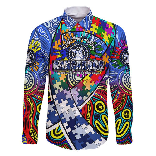 Autism Awareness Australia North Melbourne Kangaroos Family Matching Mermaid Dress and Hawaiian Shirt Aboriginal Indigenous Art
