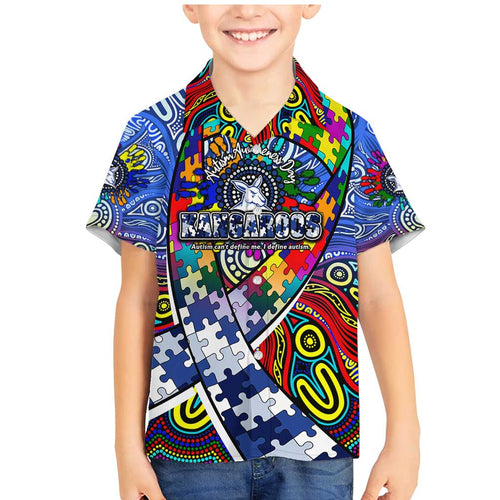 Autism Awareness Australia North Melbourne Kangaroos Family Matching Mermaid Dress and Hawaiian Shirt Aboriginal Indigenous Art