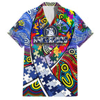 Autism Awareness Australia North Melbourne Kangaroos Family Matching Off Shoulder Maxi Dress and Hawaiian Shirt Aboriginal Indigenous Art
