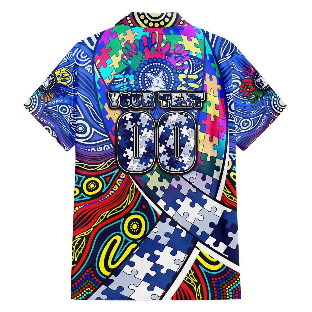 Autism Awareness Australia North Melbourne Kangaroos Family Matching Off Shoulder Maxi Dress and Hawaiian Shirt Aboriginal Indigenous Art
