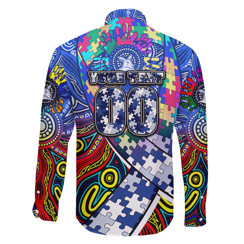 Autism Awareness Australia North Melbourne Kangaroos Family Matching Off Shoulder Maxi Dress and Hawaiian Shirt Aboriginal Indigenous Art