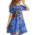 Autism Awareness Australia North Melbourne Kangaroos Family Matching Short Sleeve Bodycon Dress and Hawaiian Shirt Aboriginal Indigenous Art