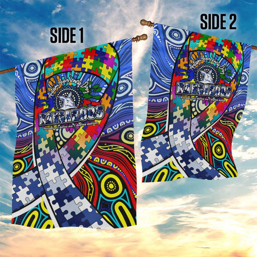 Autism Awareness Australia North Melbourne Kangaroos Garden Flag Aboriginal Indigenous Art