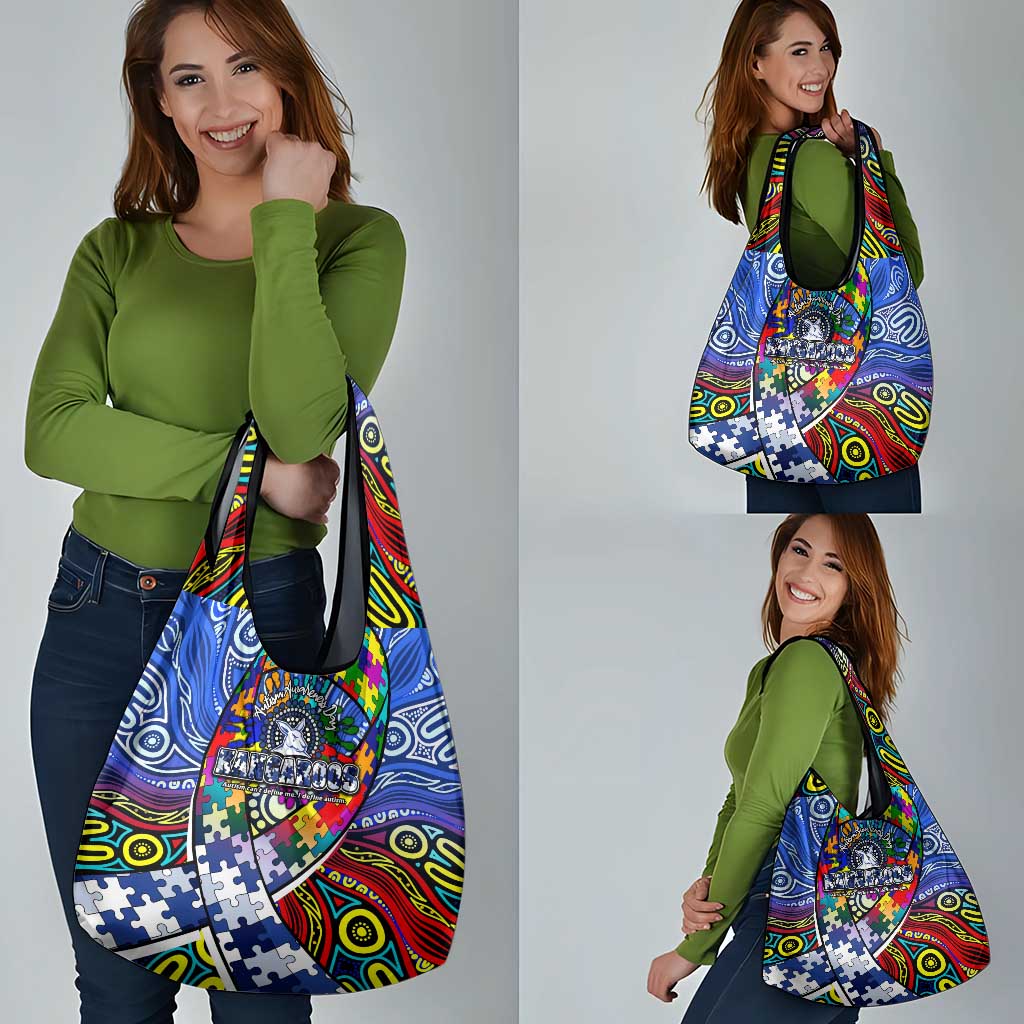 Autism Awareness Australia North Melbourne Kangaroos Grocery Bag Aboriginal Indigenous Art