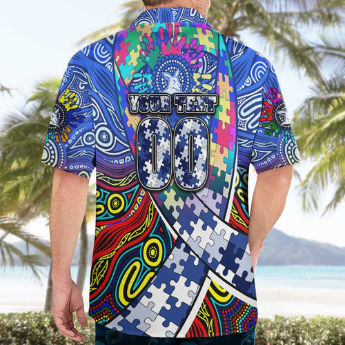 Autism Awareness Australia North Melbourne Kangaroos Hawaiian Shirt Aboriginal Indigenous Art