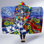 Autism Awareness Australia North Melbourne Kangaroos Hooded Blanket Aboriginal Indigenous Art