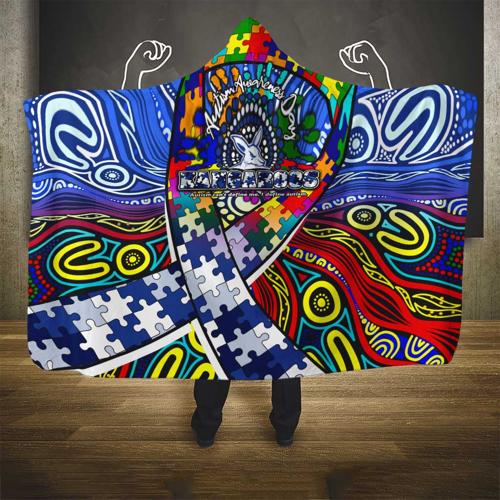 Autism Awareness Australia North Melbourne Kangaroos Hooded Blanket Aboriginal Indigenous Art