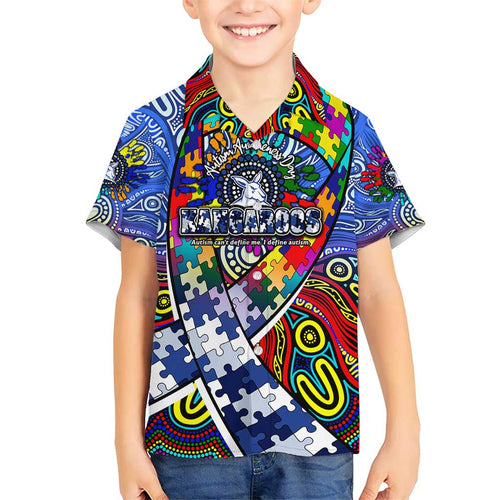 Autism Awareness Australia North Melbourne Kangaroos Kid Hawaiian Shirt Aboriginal Indigenous Art
