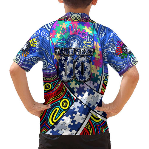 Autism Awareness Australia North Melbourne Kangaroos Kid Hawaiian Shirt Aboriginal Indigenous Art