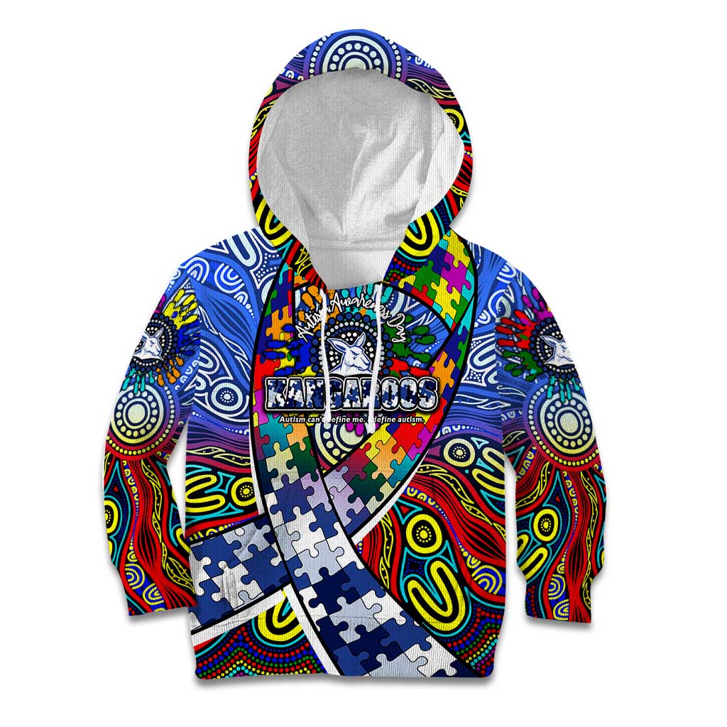 Autism Awareness Australia North Melbourne Kangaroos Kid Hoodie Aboriginal Indigenous Art