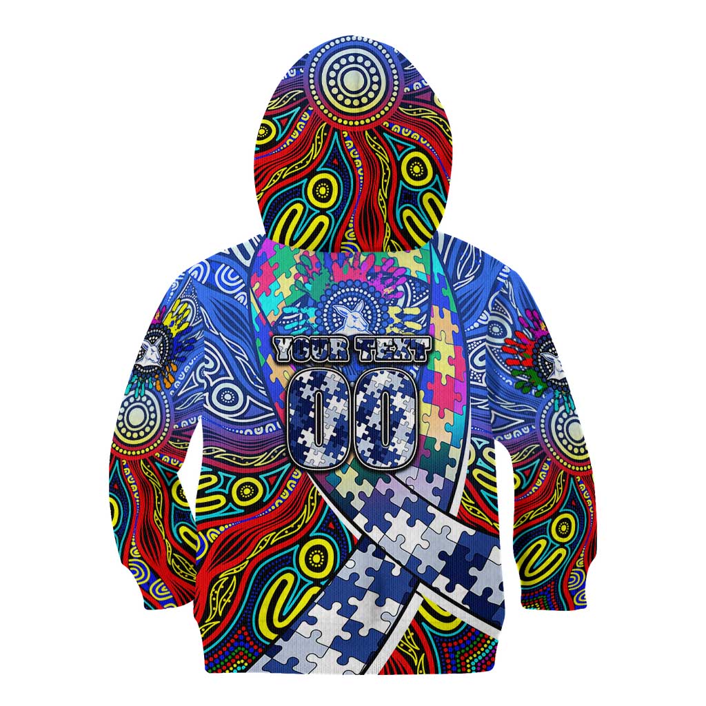 Autism Awareness Australia North Melbourne Kangaroos Kid Hoodie Aboriginal Indigenous Art