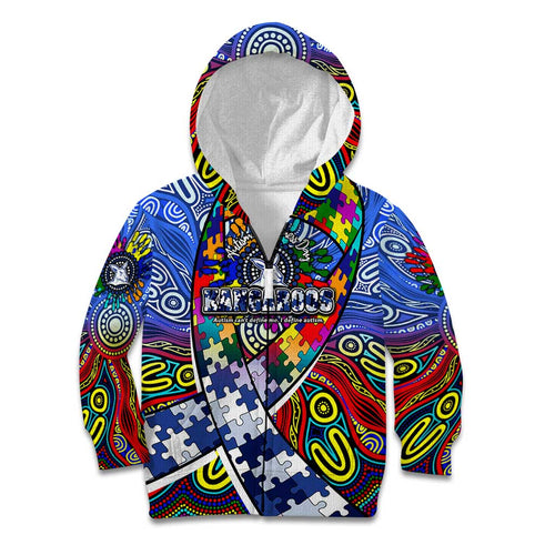 Autism Awareness Australia North Melbourne Kangaroos Kid Hoodie Aboriginal Indigenous Art