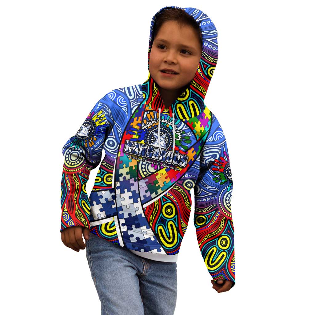 Autism Awareness Australia North Melbourne Kangaroos Kid Hoodie Aboriginal Indigenous Art