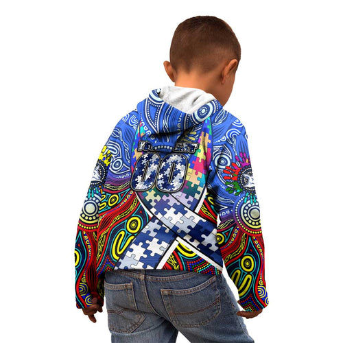 Autism Awareness Australia North Melbourne Kangaroos Kid Hoodie Aboriginal Indigenous Art