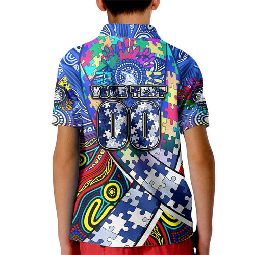 Autism Awareness Australia North Melbourne Kangaroos Kid Polo Shirt Aboriginal Indigenous Art