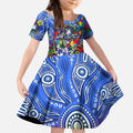 Autism Awareness Australia North Melbourne Kangaroos Kid Short Sleeve Dress Aboriginal Indigenous Art