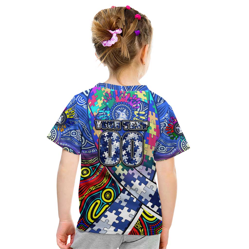 Autism Awareness Australia North Melbourne Kangaroos Kid T Shirt Aboriginal Indigenous Art