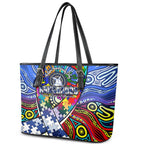 Autism Awareness Australia North Melbourne Kangaroos Leather Tote Bag Aboriginal Indigenous Art