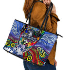 Autism Awareness Australia North Melbourne Kangaroos Leather Tote Bag Aboriginal Indigenous Art